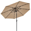 Sun-Ray 9 ft. Round 8Rib Solar Lighted Umbrella, Taupe 801026